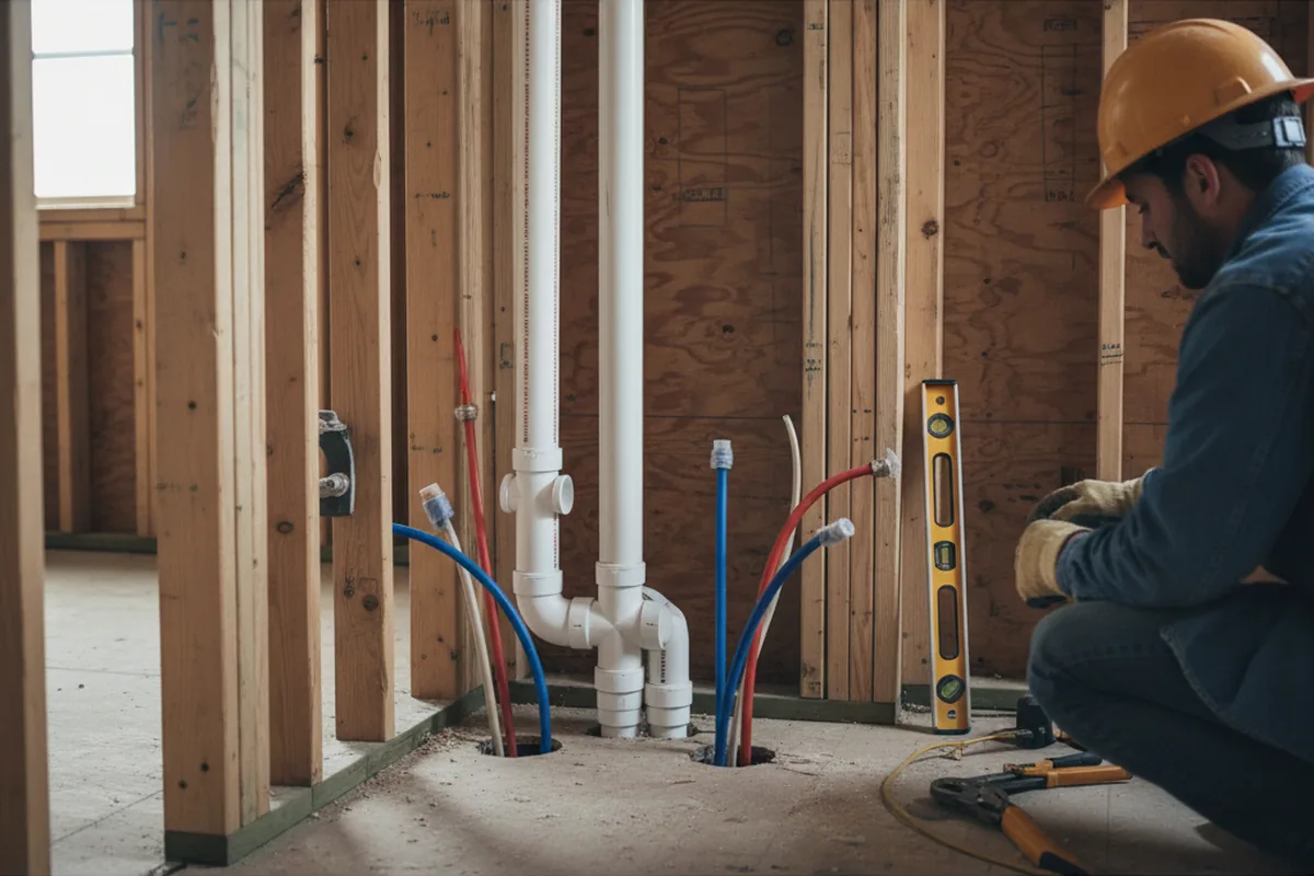 Drain and supply rough-in during Garbage Disposal Repair in Oakford